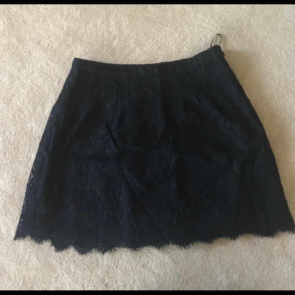 J.Crew Navy Blue Lace With Two Lining Mini Skirt 6